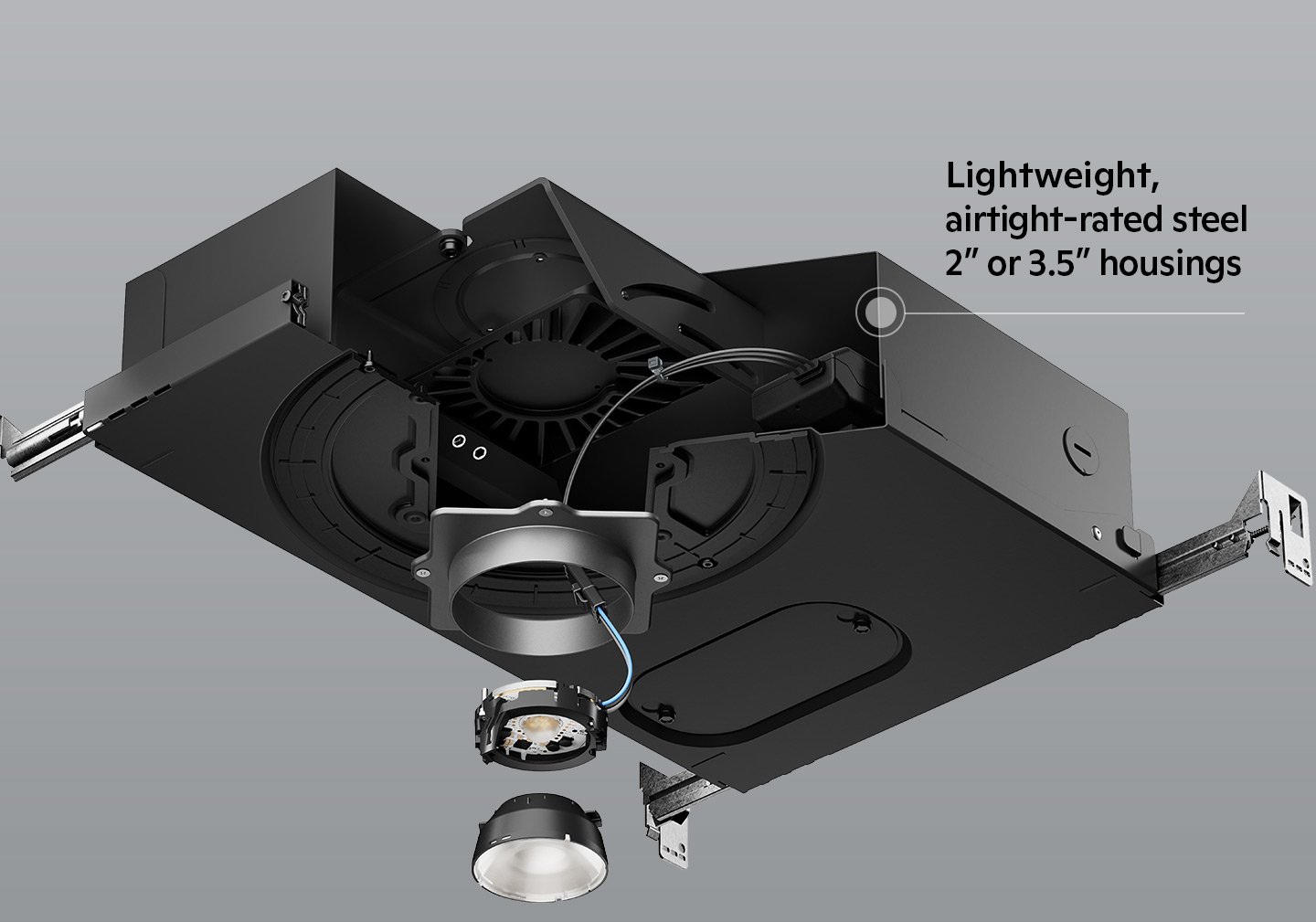 Anatomy of the Ketra D2 LED Downlight with 2 inch or 3.5 inch housing